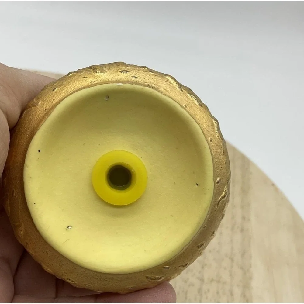 Gold Textured Salt Pepper Shaker Set Ceramic Small Modern Kitchen Decor Tabletop